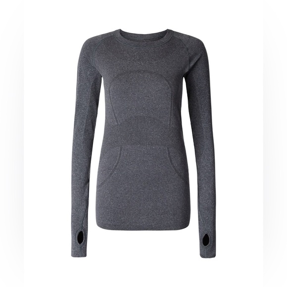 Lululemon Swiftly Tech Long Sleeve Crew in Heathered Black Size 6. - Picture 14 of 15